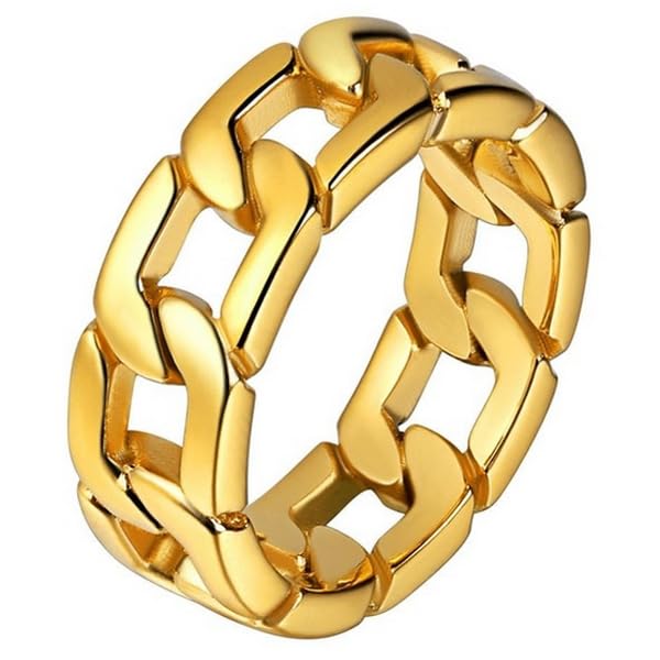 Bague en acier inoxydable Cuban Link Or 21.5mm au design de haute joaillerie