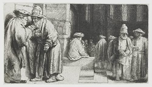 Rembrandt Juifs dans la synagogue affiche de décoration murale 60x90