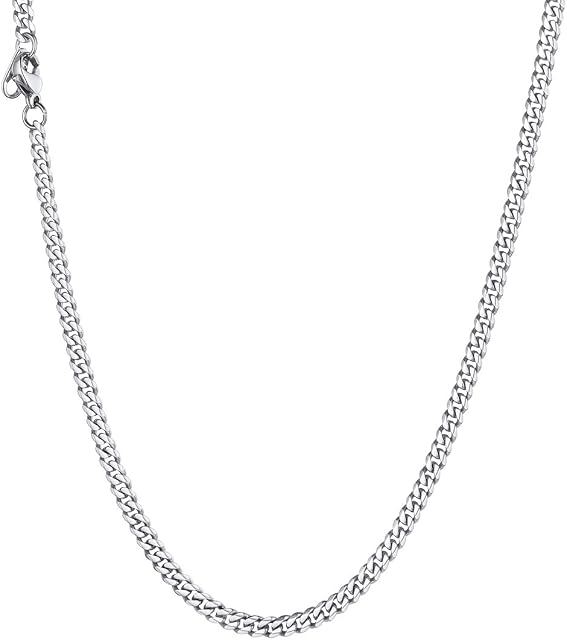 U7 Stylish Cuban Chain for Men Women, Silver/18K Gold/Black Tone, Sturdy and Durable Chain Necklace, Width 3/6/9/12mm, Length 14"/18"/20"/22"/24"/26"/28"/30", Send Gift Box