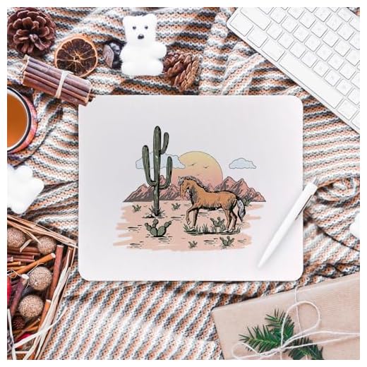 Western Cactus Desert Sunset Mouse Pad, Wild West Mouse Pads Mousepad for Home Office Dorm Laptop Computer Desk Accessories Supplies, Cowgirl Cowboy Gifts, 8.7x7.1 Inch