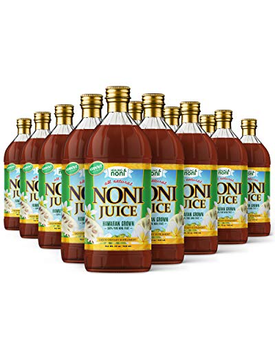 Healing Noni - 100% Pure Hawaiian Noni Juice - 12 Pack of 32oz Glass Bottles