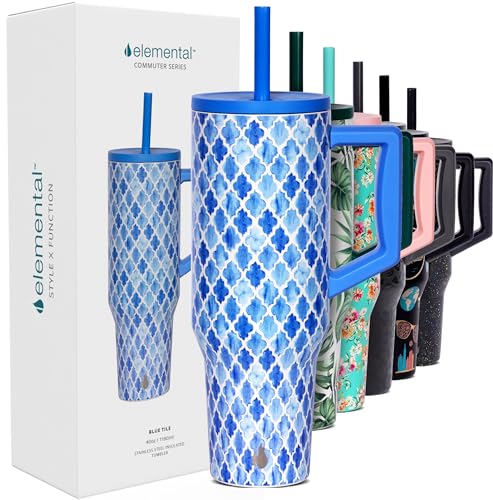Image of Elemental Spill Proof 40oz Insulated Tumbler with Handle & Straw Travel Mug