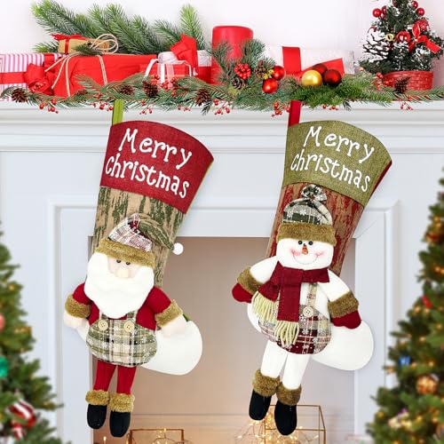Calcetines Navidad Chimenea Personalizada, Decoracion Navidad Hogar Calcetines de Navidad para Colgar Personalizados Medias de Navidad Bolsas de Regalo, Calcetines Navideños Adornos Navidad Casa
