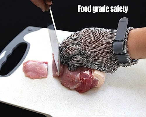 CukUJH Anti-cut Gloves Steel Resistant Gloves, Level 9 Protection Safety Work Hinged Gloves, Kitchen Meat Cut To Remove Oyster Shells(XXS)
