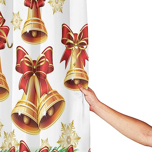 Rideau de douche imperméable TOMPPY Golden Jingle Bell en tissu polyester moderne