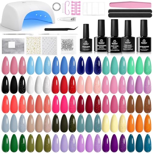Image of Beetles Gel Nail Polish Kit with U V Light - 32 Colors Gel Polish 54 Pcs Nail Kits with Base and Glossy Top Coat Soak Off DIY Salon Beginner-friendly Manicure Nails Stuff Gifts for Women