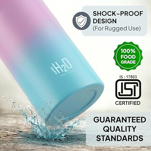 Image of CELLO H2O Luma Stainless Steel Water Bottle For Office Use 1000 ml, Baby Pink Blue | Single Wall Freezer & Fridge Safe, Lightweight & Stylish Leakproof Rustproof Steel Water Bottle For Kids & Travel