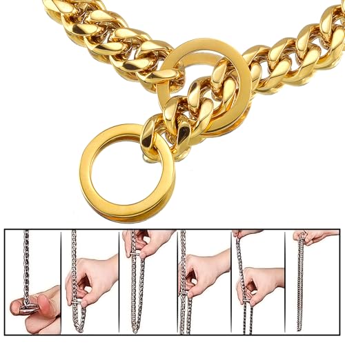 Kubanisches Gliederhalsband, 19 mm, 18 Karat Gold, leicht und langlebig, mit O-Ring-Verschluss, passend für Halsumfang von 25,4 cm bis 66 cm, 9 Größen, hypoallergen, 61 cm