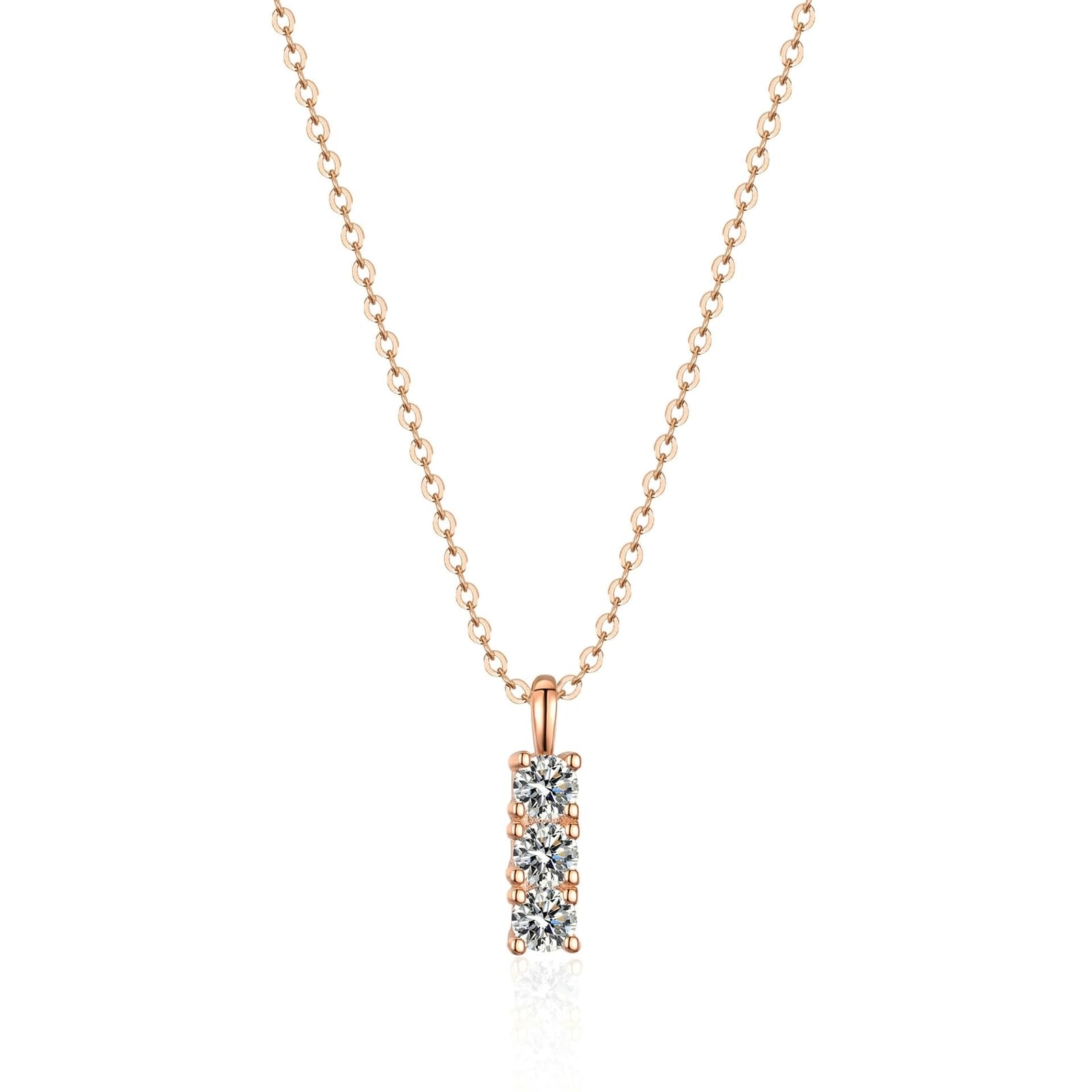 Collares ajustables en oro rosa de 18 quilates con tres piedras para mujer, collares de moissanita de cumpleaños