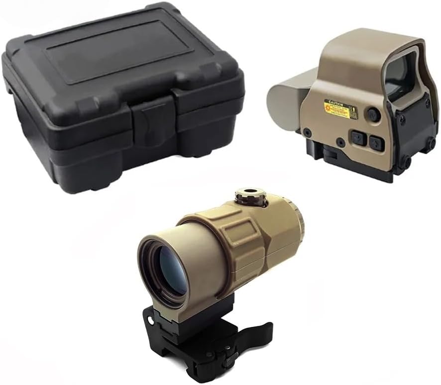 Holographic Sight with Magnifier Combo Kit, 68MOA Ring & 1MOA Dot Reticle, Red/Green Illumination, 20mm Rail Mounts for Hunting & Outdoor Sports