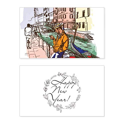 Tarjeta conmemorativa de año nuevo inspirada en Venecia para enviar buenos deseos