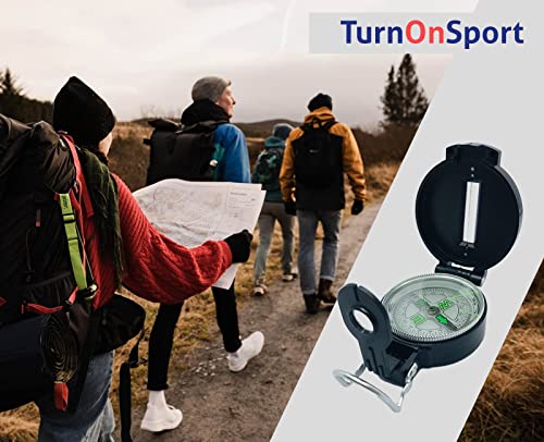 Lensatic Compass Hiking Backpacking Compass | Orienteering Compass Camping Navigation - Boy Scout Compass For Kids | Professional Field Compass For Map Reading - Best Turnonsport Survival Gifts #TOP5