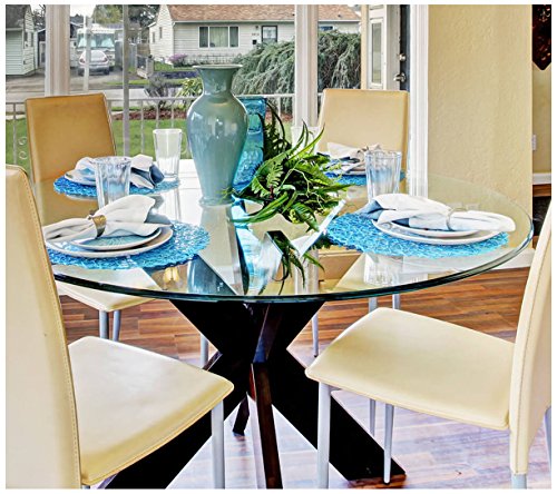 56" Inch Round Glass Table Top 3/8" Thick Pencil Polish Edge Tempered By Fab Glass And Mirror #TOP1