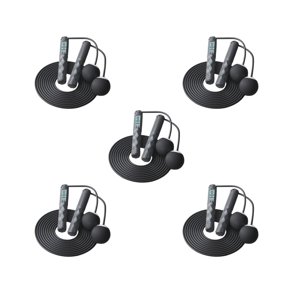 Springseil, verstellbar, mit Kalorienzähler, für Fitness, Fitnessstudio, Zuhause, Schwarz