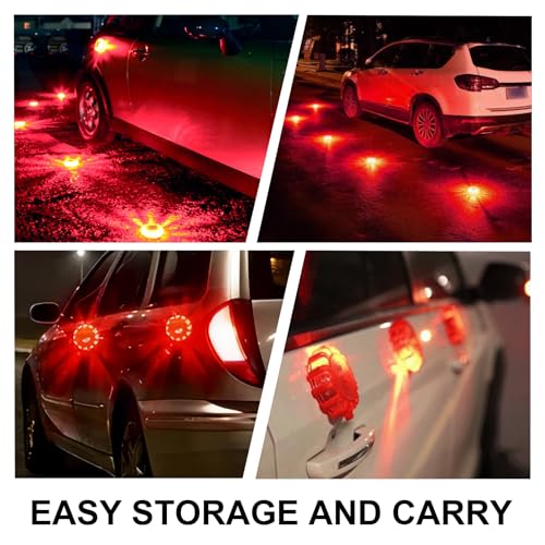 Qiping 3 StüCk Warnleuchte mit Magnet und Haken, USB-Autoladegerät Und 3-In-1-Ladekabel mit 9 Flash-Modi, LED Rundumleuchte Für PKW LKW RV Camping, Bergsteigen, Wandern