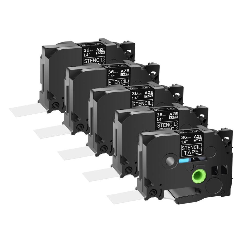 Nastro Stencil da 5 Confezioni Compatibile con STE 141 Set 151 STE 161 18 24 36 mm Nastro a trasferimento Termico per etichettatrice(36mm STE-161)