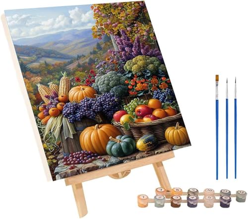 Fruta Pintar por Numeros Adultos, Cuadros para Pintar por Numeros Verdura, DIY Kit Manualidades Adultos con 3 Pinceles, Paint by Numbers Adult para Decoracion Hogar Regalo 100x135cm T-4367