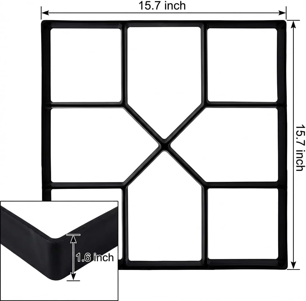 Stepping Stone Mold for Garden Walkway – 2 Pack Reusable Concrete Paver Mold, 15.7 Inch DIY Pathway & Patio Stone Form for Outdoor Landscaping