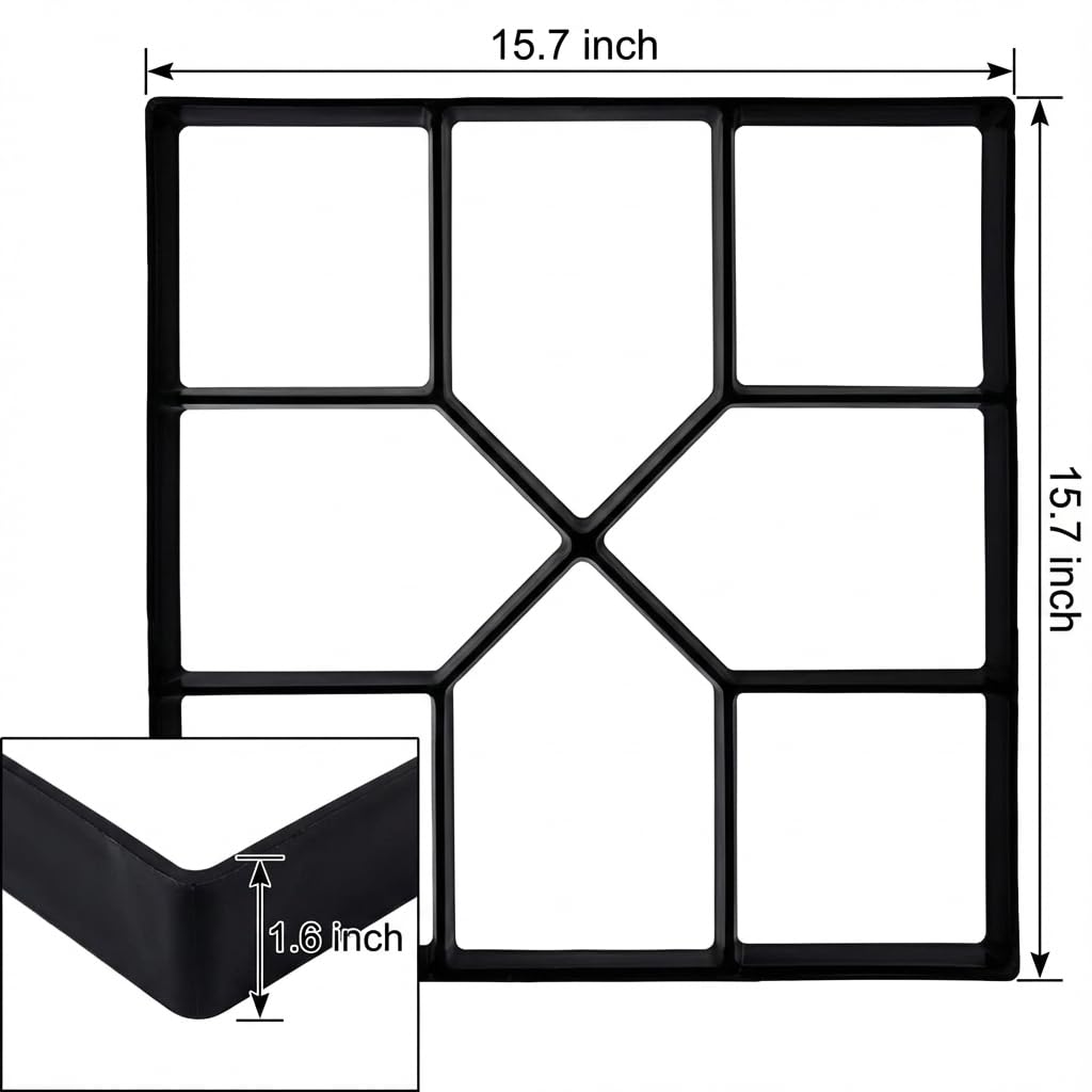 For Concrete Concrete Mold Paver Mold 2-Pack - 15.7x15.7x1.57 S And Forms - Concrete S For Patio & Pathway - Ground Grid Pavers For Outside Walkway Concrete Molds And Forms Cement Molds