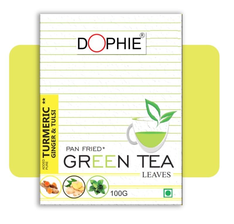 Dophie Green Tea With Turmeric Ginger Tulsi ( Pack-1) Herbal Tea, Antioxidants, Weight Loss, Immunity, Green Tea Loose Leaf,Turmeric Green Tea Leaves.,100 Grams