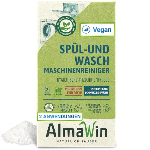 AlmaWin® Spül- & Waschmaschinenreiniger [200g] - Reiniger für Waschmaschine & Geschirrspüler gegen Schmutz, Kalk & Gerüche - Maschinenreiniger für Geschirrspüler & Waschmaschinen, VEGAN