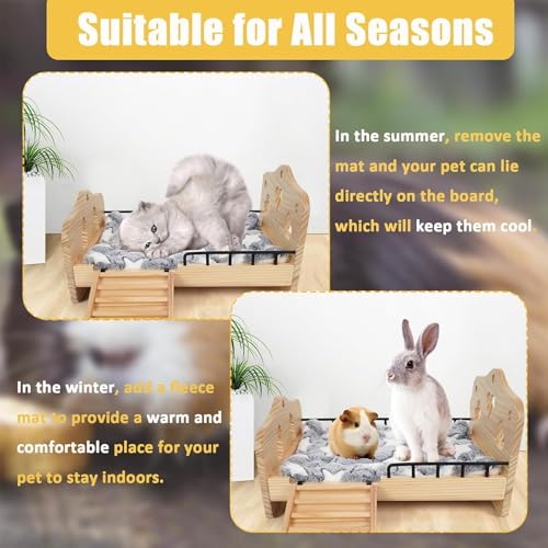 JAZUIHA Cama de coelho, cama de coelho de madeira, cama de porquinho da índia, cama de coelho para i