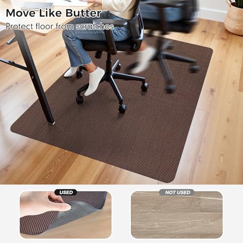 Image of Sycoodeal Chair Mat, 40 inch x 48 inch Office Chair Mat for Hardwood and Tile Floor, Heavy Duty Floor Protector for Rolling Chairs, Non-Slip,Computer Mat for Home Office(Brown)