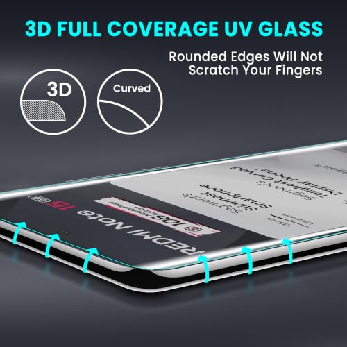 Image of ArmourPro 2 Pack Matte UV Tempered Glass for Redmi Note 15, Premium Curved Screen Protector with Anti-Glare Finish, Edge-to-Edge Coverage, Fingerprint Friendly and Case Friendly