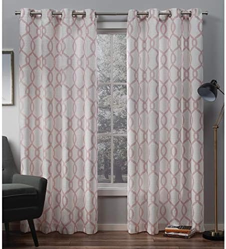 Exclusive Home Curtains Kochi Linen Blend Light Filtering Grommet Top Curtain Panel Pair, 54x96, Blush
