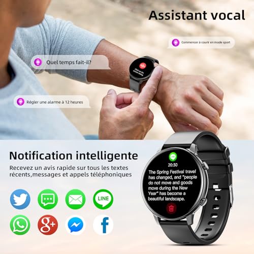 Hwagol Montre Connectée Homme Femme 1.39" Smartwatch avec Podometre, Moniteur Sommeil, avec 140+ Sportifs, Smartwatch Montre Intelligente Bracelet pour Android iOS – Image 5