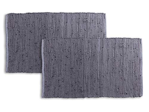casamia Badmat set 2 groot 80 x 50 cm 100% katoen badmat Chindi vers. Kleur Uni - grijs - Image 3