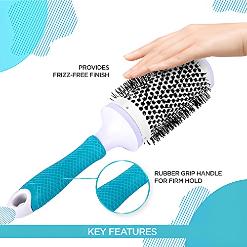 Image of ROOTS Theramic Barrel Hair Brush Pack of 2 | Ceramic Coated Body for Uniform Heating | For Blow Drying, Curling, Straightening, Add Volume & Shine | For Men & Women | Model - PEC34 & PEC44
