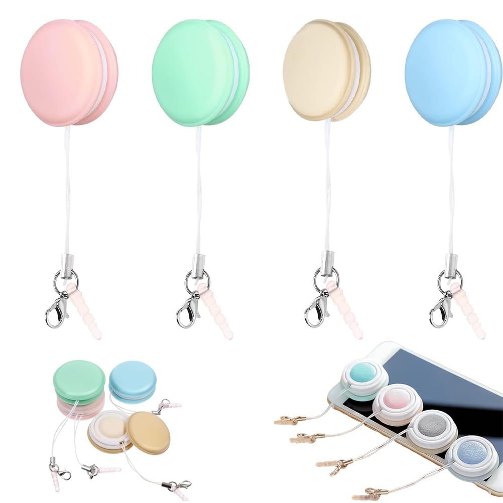 Paquete de 4/8 Macarons limpiador de pantalla de teléfono con cordón, paño de limpieza de lentes de microfibra reutilizable para gafas, teléfono, computadora, cámara, toallitas de pantalla sin pelusas