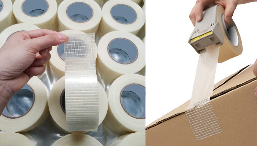 Image of AR Cross Filament Strapping Tape (Size - 2 Inch x 50 Meter) Heavy Duty Transparent Reinforced Fiberglass Pack of 1