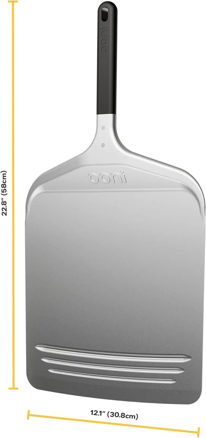 Ooni 12” Compact Pizza Peel - Aluminum Metal Pizza Peel 12 Inch, Lightweight Pizza Turning Peel with Handle, Pizza Oven Accessories