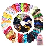 Wanxida 50 Colores Coleteros Terciopelo, Velvet Hair Scrunchies, Elástico Gomas de Pelo Para Mujeres Niñas Accesorios