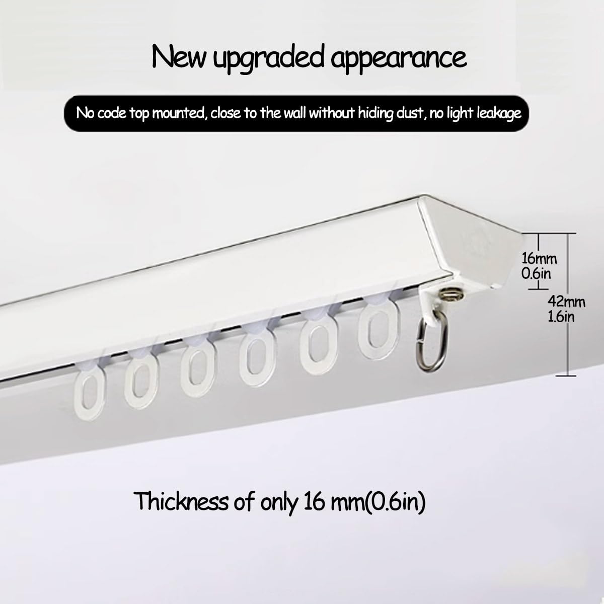 Tringle à rideaux adhésive double axe avec roulettes – Tringle à rideaux ultra fine en aluminium montée au plafond, sans perçage, parfaite pour cloisons de séparation de pièce – Noir, 280 cm