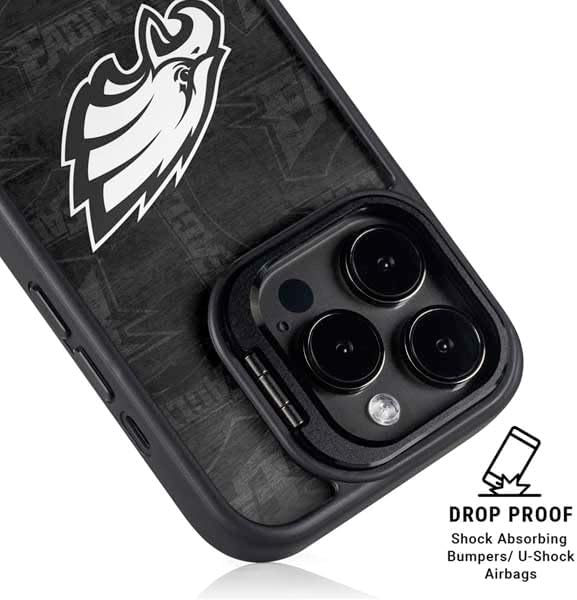 Skinit Kickstand Phone Case Compatible with iPhone 16 Pro Max - Officially Licensed NFL Philadelphia Eagles Black & White Design