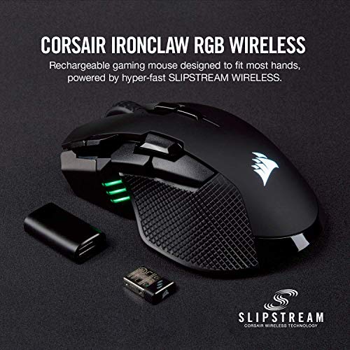 Corsair Ironclaw Wireless Rgb - Fps And Moba Gaming Mouse - 18,000 Dpi Optical Sensor - Sub-1 Ms Slipstream Wireless (Renewed) #TOP1