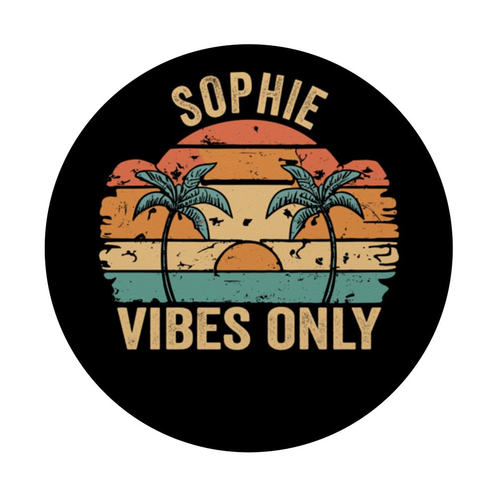 SOPHIE Vibes Only Cute Retro Girls SOPHIE Name PopSockets Swappable PopGrip, Black - Image 3