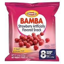 Osem Bamba Strawberry Flavored Snack - All Natural Sweet Red Strawberry Bamba Corn Puffs, for Adults and Kids, Convenient Family Pack - 1.05oz Bag, Pack Of 8