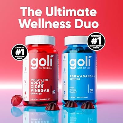 Goli Power Wellness Duo for Stress & Wellness Support Apple Cider Vinegar & Ashwagandha Gummies with Vitamin B12 & Vitamin D, Gluten-Free, Vegan, Non-GMO & Gelatin-Free