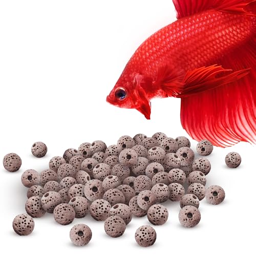 SunGrow Betta Pomice Perline Sottostrato Leggero per Acquari, Ghiaia Decorativa per Acquari, Rocce Laviche Vulcaniche Marroni per Filtrazione, 0,5 cm, 50 Pezzi per Confezione