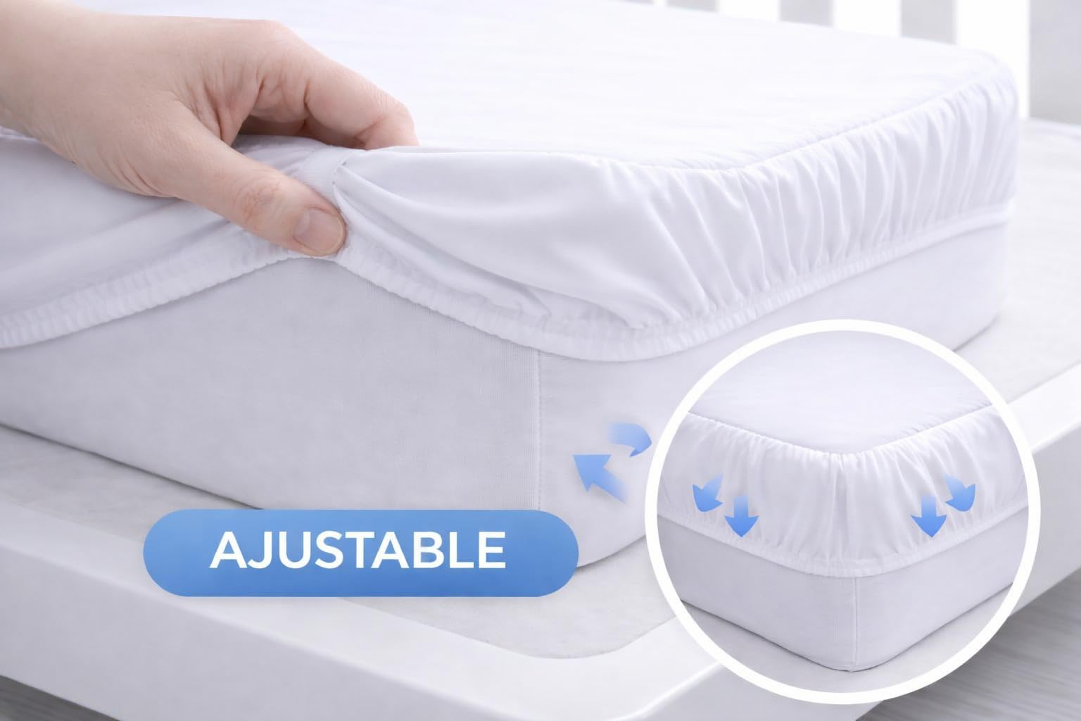 TRAMAS+ Protector Colchón Liso Impermeable Cama 150 – Cubrecolchón Algodón Transpirable, Suave y Ajustable 150x190 / 200 cm