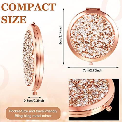 12 Pcs Small Compact Mirror Folding Pocket Makeup Mirror Round Hand Held Mirror Cosmetic Magnifying Compact Mirror Rhinestone Mirror With 1X/2X Magnification For Women Girls Travel(Assorted Colors) #TOP2
