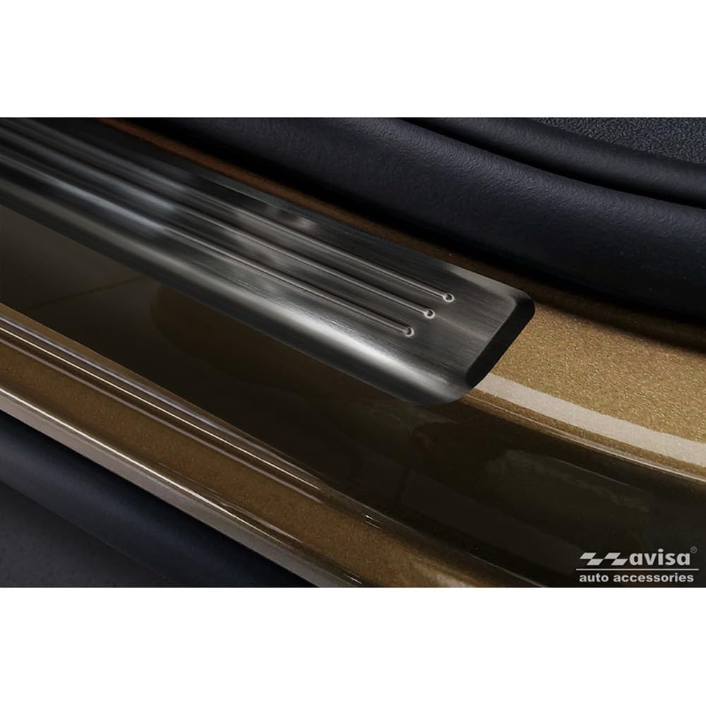 Protezioni battitacco nero inox compatibili con Skoda Kodiaq II (PS7) 2024- 'Lines' - 4 pezzi