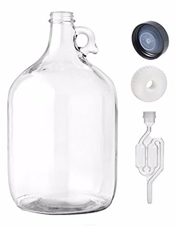 Home Brew Ohio 1 Gallon Jug W/TwinBubble Airlock,Polyseal Lid,38mm cap w/hole