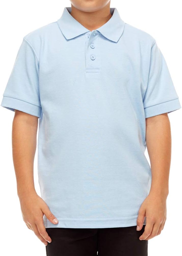 Boy's Polo Shirt - Short Sleeve Regular Fit Classic Pique Top Solid Casual 3 Button Collared T Shirts