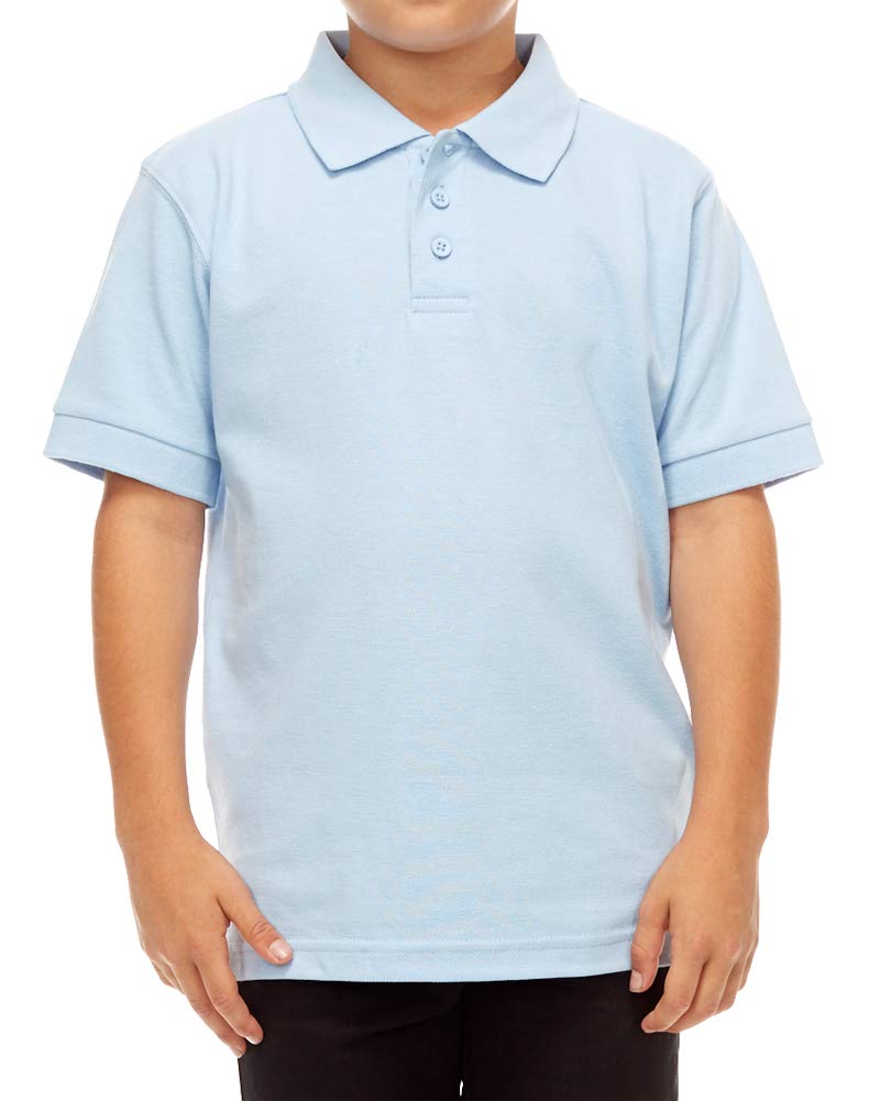 Boy's Polo Shirt - Short Sleeve Regular Fit Classic Pique Top Solid Casual 3 Button Collared T Shirts