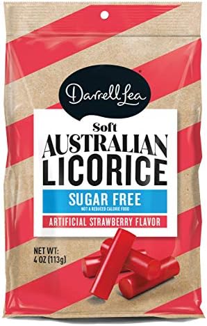 Darrell Lea Sugar Free Strawberry Soft Australian Made Licorice 4oz Bag - NON-GMO, Palm Oil Free, NO HFCS & Kosher | Made in Small Batches with Ethically-Sourced, Quality Ingredients